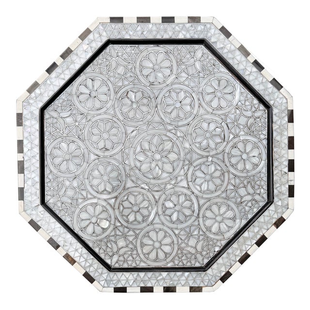 Contemporary Vintage Mother-of-Pearl Inlay Octagonal Side Table For Sale In Los Angeles - Image 6 of 7