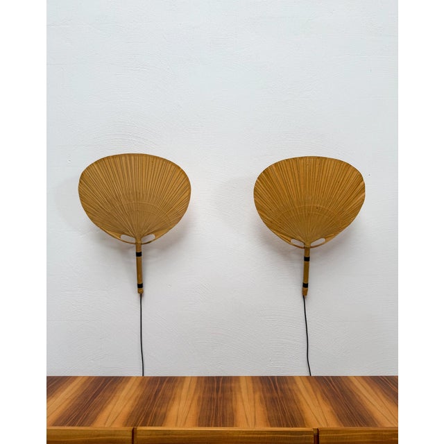 Vintage Uchiwa III Wall Lamp in Bamboo by Ingo Maurer for M-Design, Germany, 1970s, Set of 2 For Sale - Image 10 of 10