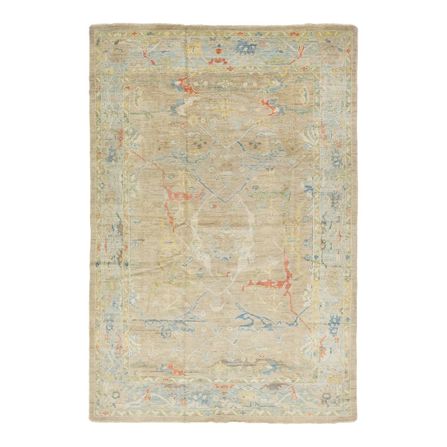Apadana's Contemporary Designed Sultanabad Wool Rug Handmade in Light Brown For Sale