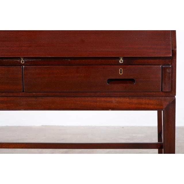 Brown Vintage Mahogany Secretaire with Display Cabinet by Kai Winding for P. Jeppesen, 1950s For Sale - Image 8 of 15
