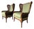 Vintage Coastal Hollywood Regency Style Ethan Allen Faux Bamboo & Cane Wingback Bergère Chairs – A Pair For Sale