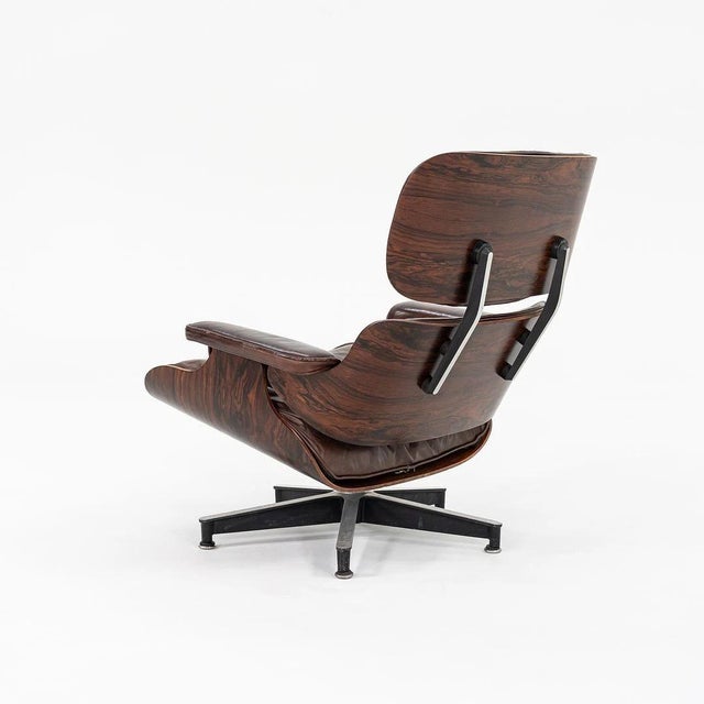 Brown 1956 Original Herman Miller Eames Lounge Chair & Ottoman in Rosewood and Brown Leather For Sale - Image 8 of 12