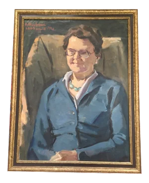 1920s "Mrs. Wolters" Portrait of a San Jose School Teacher Oil Painting by California Artist Armando Marchergiani. Framed