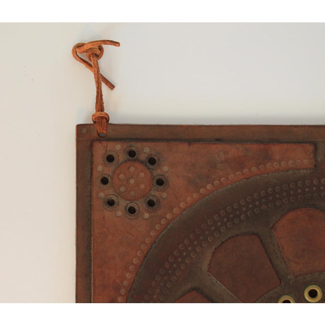 Vintage Handmade Leather Wall Hanging Art For Sale - Image 4 of 7