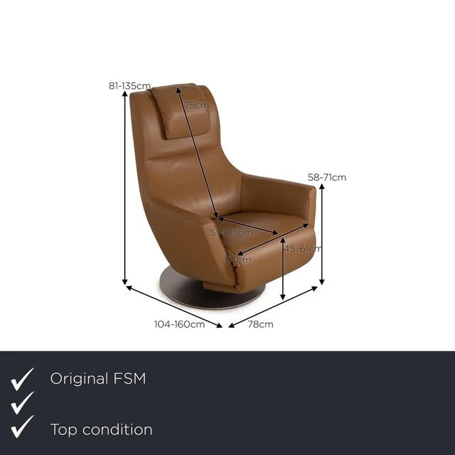 The stand up chair from FSM is covered in brown genuine leather and stands on a round metal base. The practical relaxation...