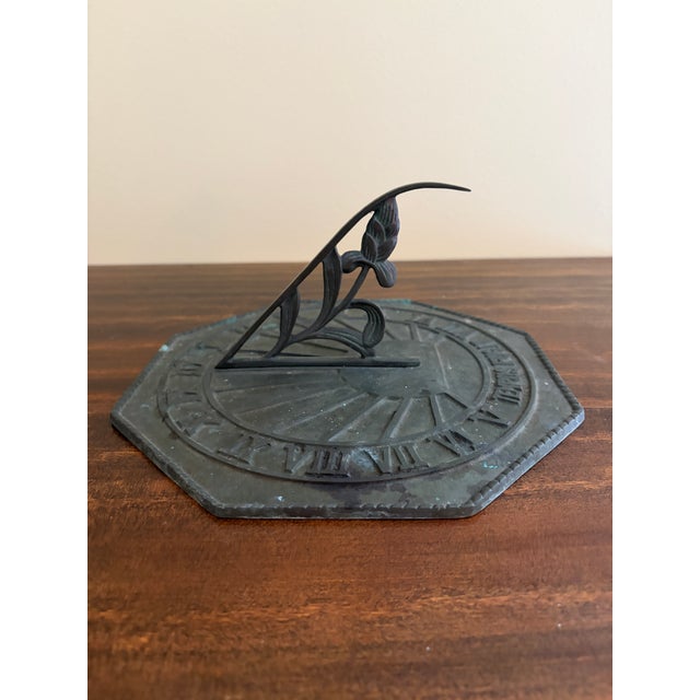 Vintage English Country Iron Garden Sundial "Tempus Fugit" For Sale In South Bend - Image 6 of 7