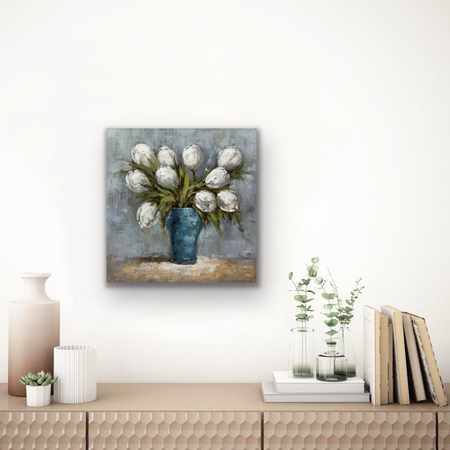 Contemporary Impressionist Floral Oil Painting on Canvas, 24" X 24" For Sale - Image 4 of 10