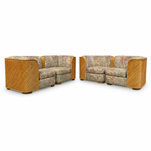 Vintage Pencil Reed Modular Love Seats - a Pair