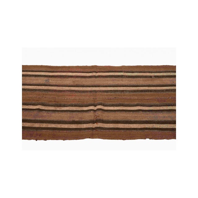 Striped Brown Vintage Turkish Kilim Rug - 2`8″ X 6`4″ Ft. For Sale - Image 4 of 6