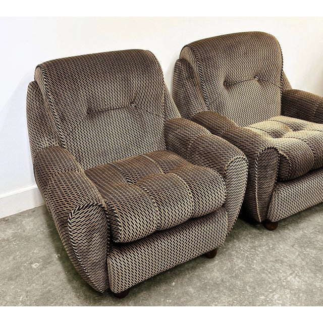 Brown Vintage Italian Lounge Chairs, 1970s, Set of 2 For Sale - Image 8 of 14
