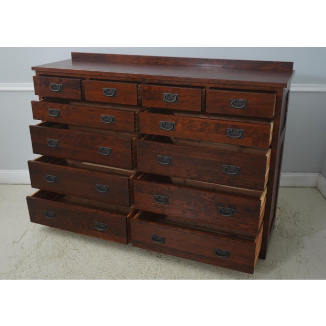 Arts & Crafts Michaels Arts & Crafts Mission Style Cherry 12 Drawer Dresser For Sale - Image 3 of 17