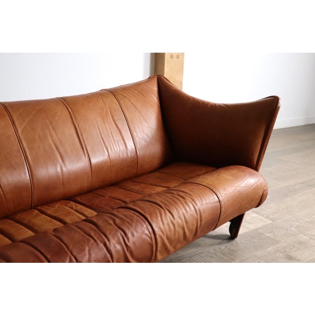 Mid-Century Cognac Leather and Wood Sofa from Pacific Green, Australia, 1970s For Sale - Image 9 of 18