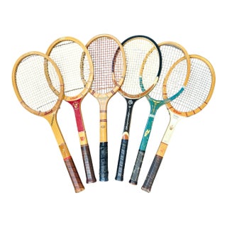Vintage Wooden Tennis Racquets -- Wilson Bancroft Spaulding. Set of 6 For Sale
