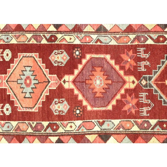 1960s Turkish Oushak Runner. Hand woven with wool on wool foundation in the Oushak region of Western Turkey. The Anatolian...