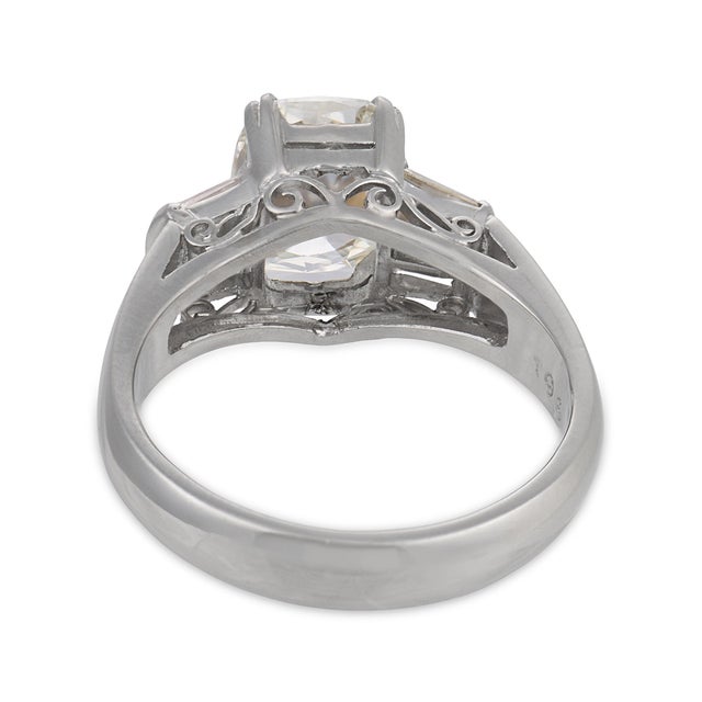Vintage Gia 1.55 Carat Old Mine Cut Diamond Platinum Engagement Ring, Size 5.5 For Sale In Los Angeles - Image 6 of 8
