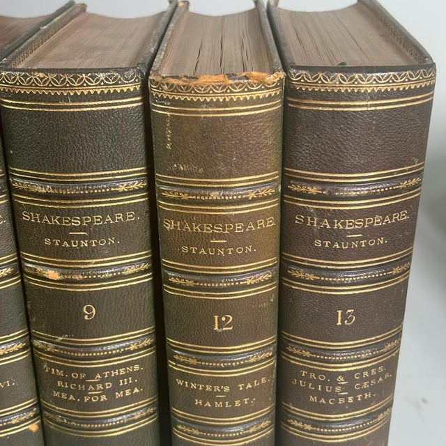 Antique Leather Bindings / Books - The Works of William Shakespeare - 15 Volumes For Sale - Image 9 of 18