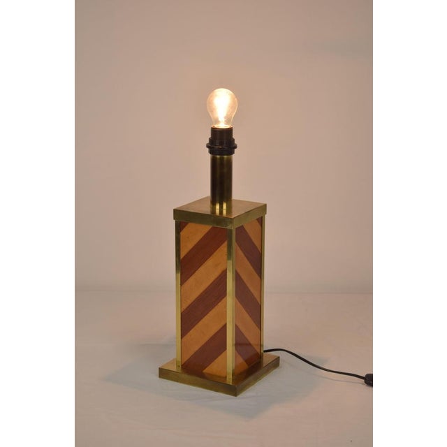 Table Lamp in Wood and Brass, Italy, 1970s For Sale - Image 4 of 14