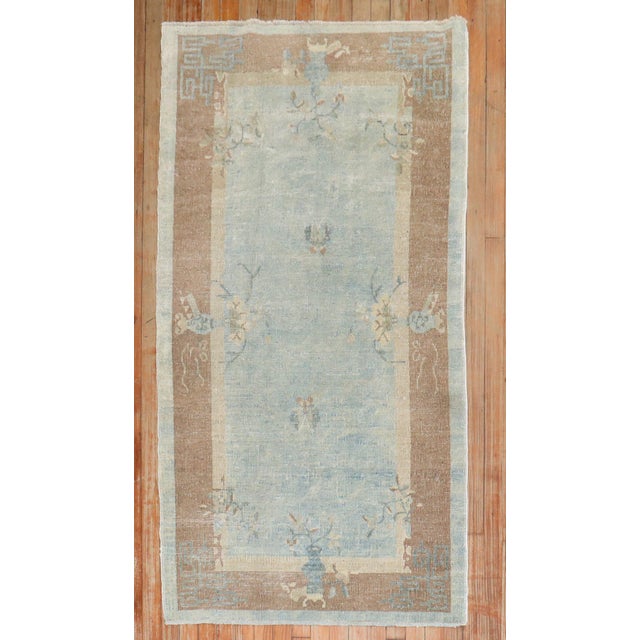 Pair of Soft Blue Chinese Art Deco Rugs, 3' X 5'10'' For Sale - Image 10 of 13