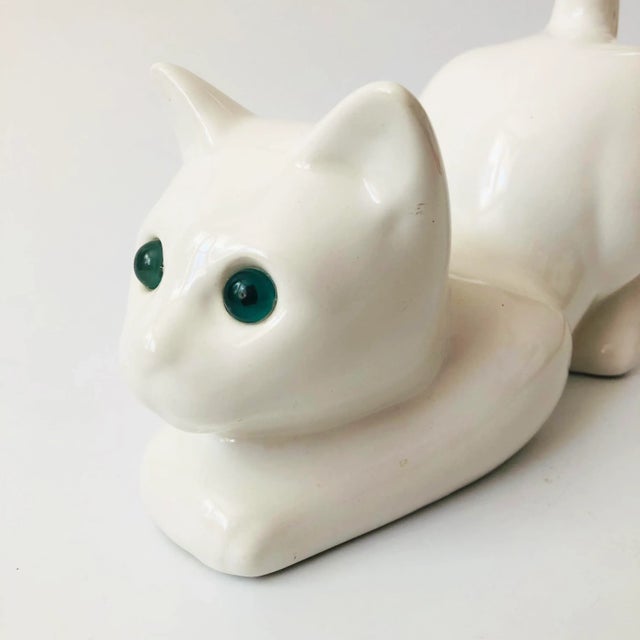 Large Vintage White Ceramic Cat by Elpa Alcobaca Portugal For Sale In San Francisco - Image 6 of 10