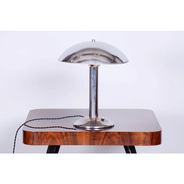 Restored Art Deco Table Lamp. Material: Chrome-plated Steel Source: Czech Period: 1930-1939 The chrome parts have been...