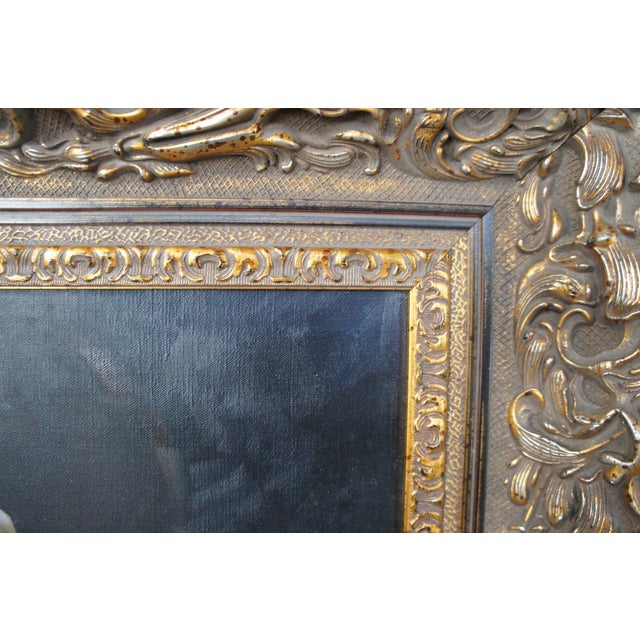 20th Century Italian Still Life Oil Painting Pitcher & Fruit Gilt Frame For Sale - Image 11 of 13