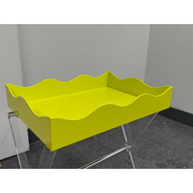 Contemporary Rita Konig for the Lacquer Company Belles Rives Lime Green Tray, Large For Sale - Image 3 of 12
