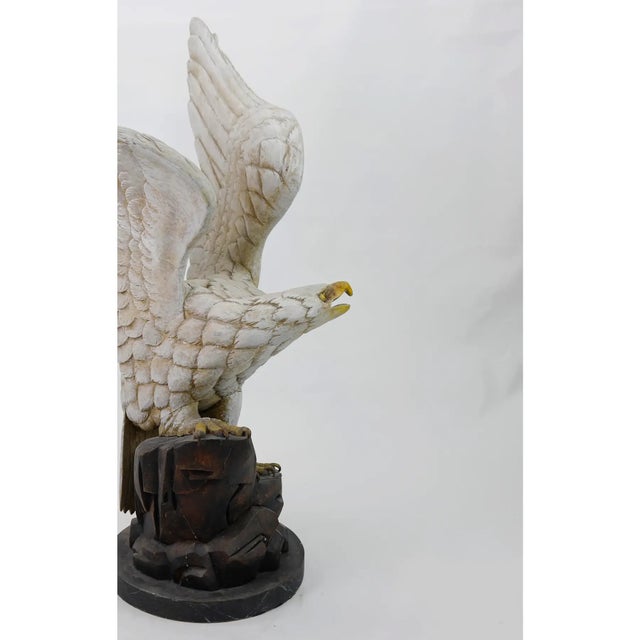 A Wooden Carved Eagle With Spread Wings For Sale - Image 4 of 9