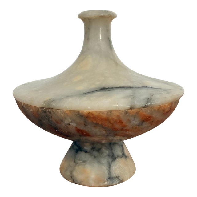 Vintage Alabaster Pedestal Jar For Sale
