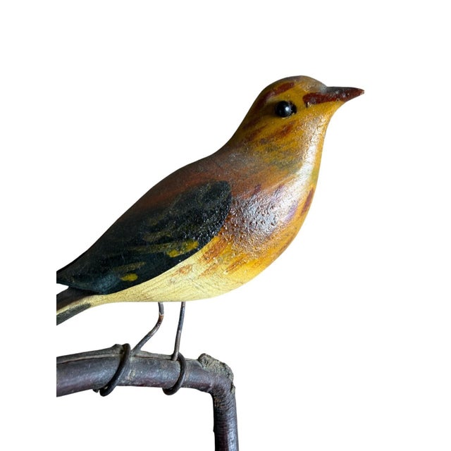 Austrian Folk Art Carved Wood Wren #100 For Sale - Image 4 of 5