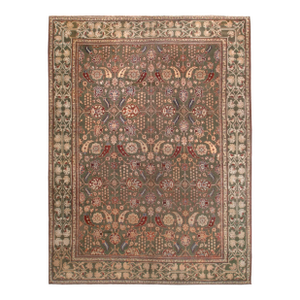 Antique Green Indian Agra Rug 8'10 X 11'6