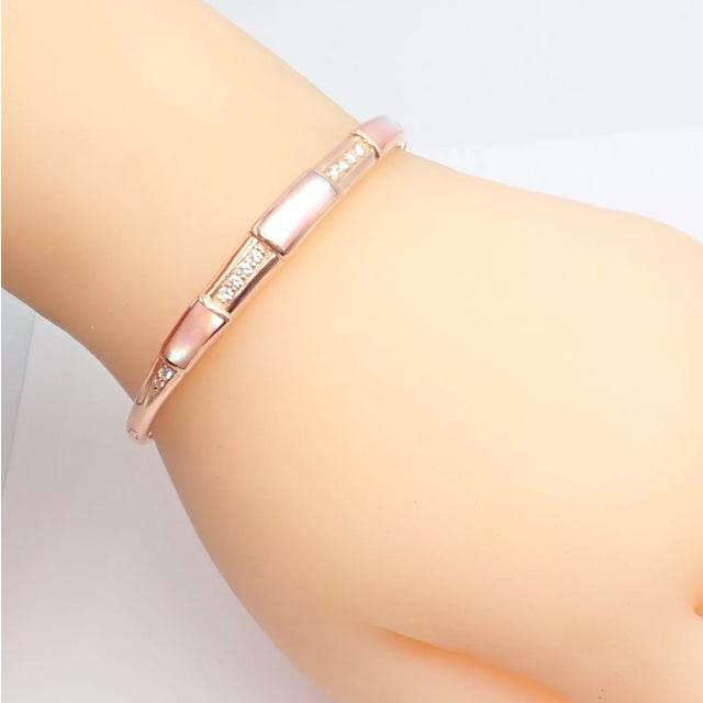 Kabana 14k Rose Gold Diamond Mother of Pearl Bangle Bracelet Details: Metal: 14k Rose Gold Size: Fits up to 6.5" wrist...