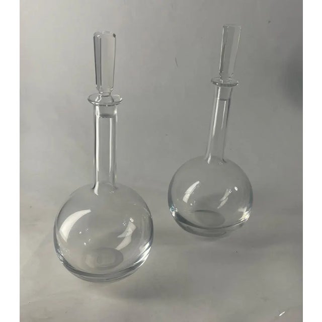 Orrefors 1940s Vicke Lindstrand Orrefors Crystal Decanters - Self-Righting Weighted Base, La 416- Set of 2 For Sale - Image 4 of 4