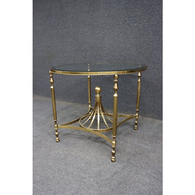 Italian Neoclassical Solid Brass Round Center Table With Glass Top For Sale In Philadelphia - Image 6 of 10