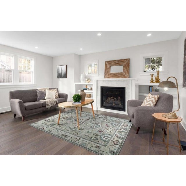 9x12 Ivory Hand-Knotted Wool Abstract Palmettes Classic Traditional Carpet Rug For Sale - Image 4 of 9