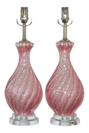 Vintage Murano Glass Lamps Pink