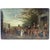 Ancient Flemish painting from the 1600s executed in oil on a copper plate, depicting a landscape view with figures: a...