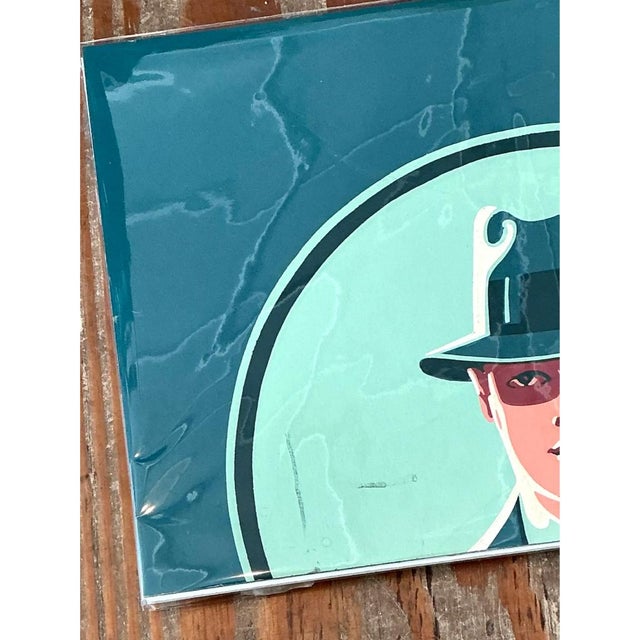 Vintage Figurative Painting of Man in Hat on Paper For Sale - Image 4 of 12