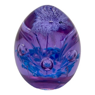Purple & Blue Art Glass Paperweight For Sale