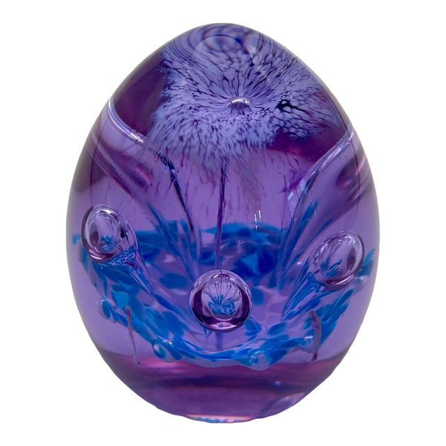 Purple & Blue Art Glass Paperweight For Sale