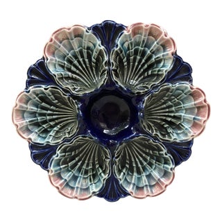 C.1890 Very French Majolica Oyster Plate Fives Lille For Sale