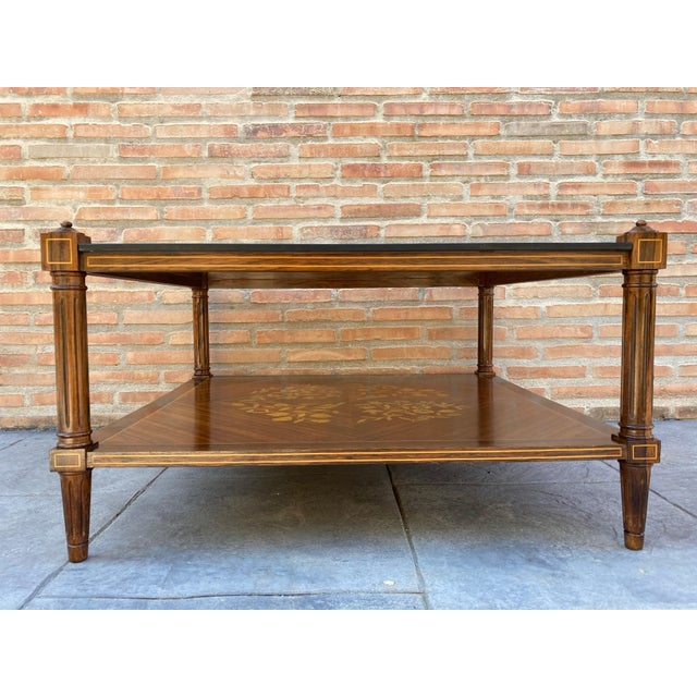 Mid Century Walnut Marquetry and Glass Side Table, Circa 1960 For Sale - Image 16 of 18