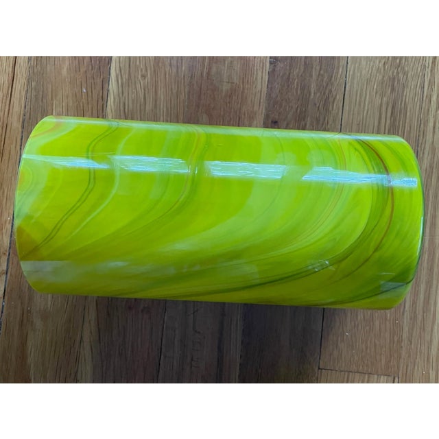 Late 20th Century Lemon Yellow Swirl Murano Style Art Glass Lamp Shades - Set of 4 For Sale - Image 4 of 8