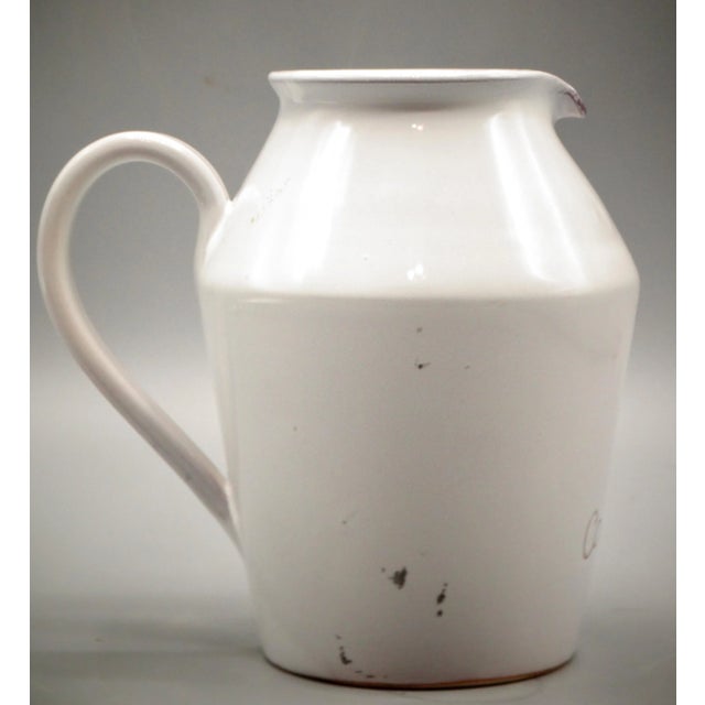 White Hand Painted French Cannes Pitcher For Sale - Image 8 of 8