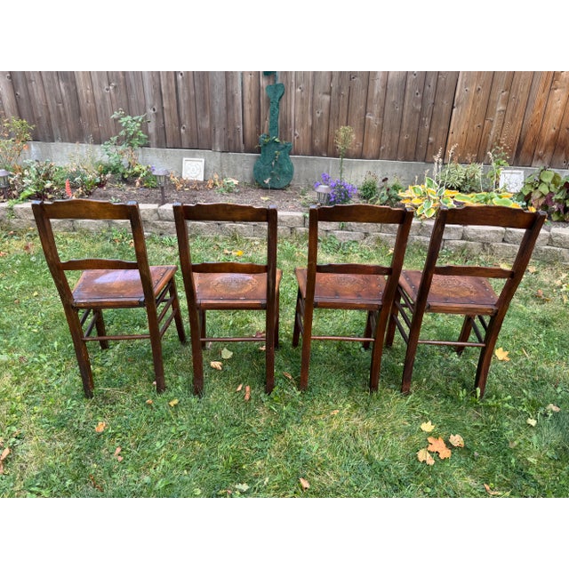 Antique Luterma Estonian Dining Chairs With Patterned Seats, Set of 4 For Sale - Image 6 of 18