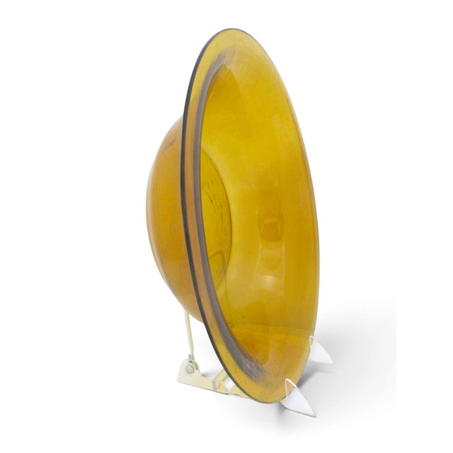 Chinese Amber Yellow Clear Peking Glass Large Rimmed Bowl For Sale - Image 4 of 8
