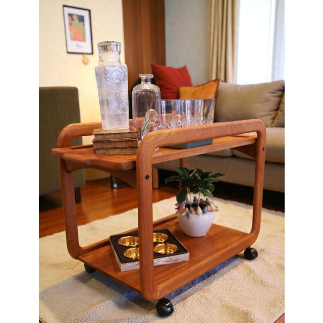 Danish Teak Drinks Trolley with Loose Tray, 1960s For Sale - Image 11 of 18