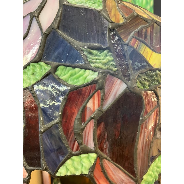 Late 20th Century Tiffany-Style Stained Glass Lamp For Sale - Image 4 of 13