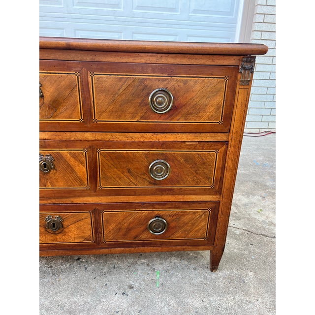 French 19th Century Louis XVI Solid Walnut Commode / Chest of Drawers For Sale - Image 11 of 12