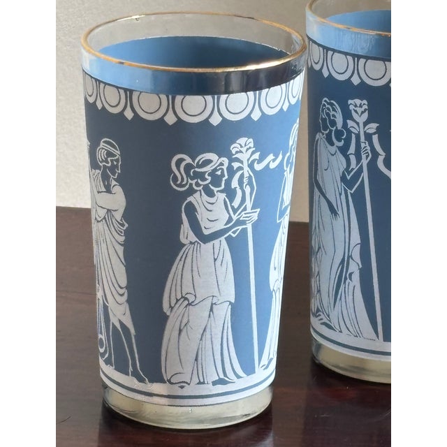 Mid-20th Century Wedgewood Blue Grecian Tumblers — Set of 4 For Sale - Image 9 of 11