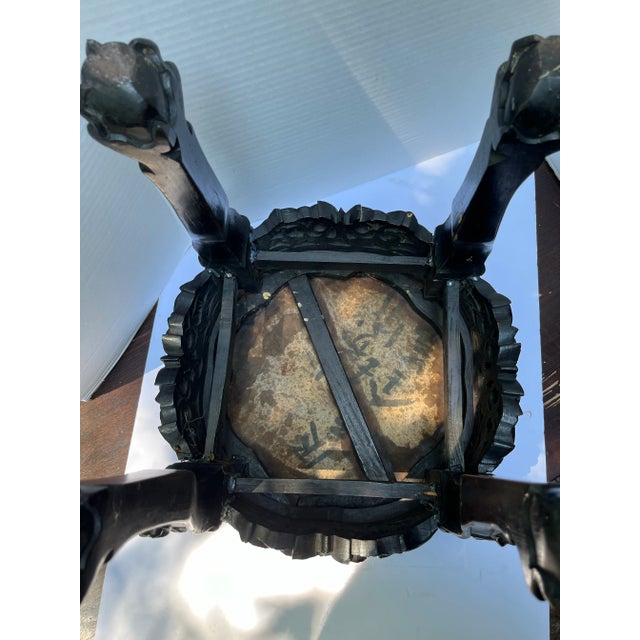 Antique Chinese Carved Wood and Marble Stand For Sale - Image 9 of 10